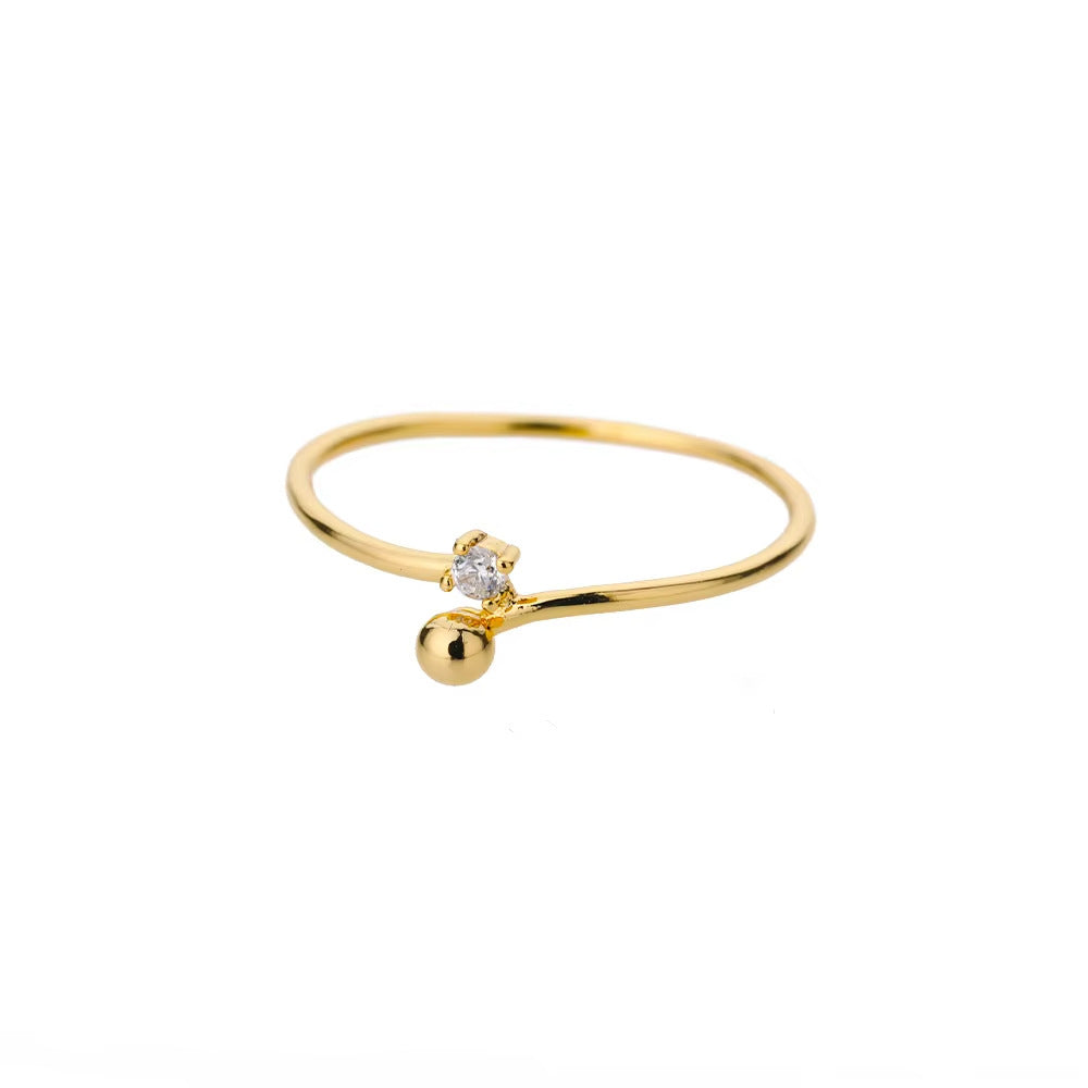 Women's Simple Copper Plating 18K Gold Advanced Zircon Stacked Ring