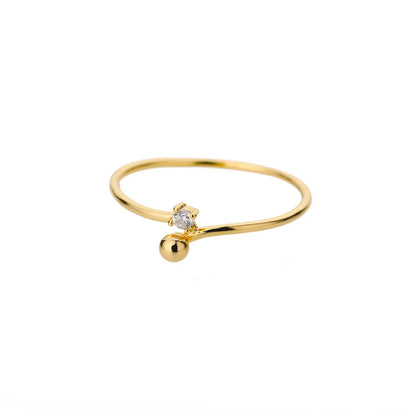 Women's Simple Copper Plating 18K Gold Advanced Zircon Stacked Ring
