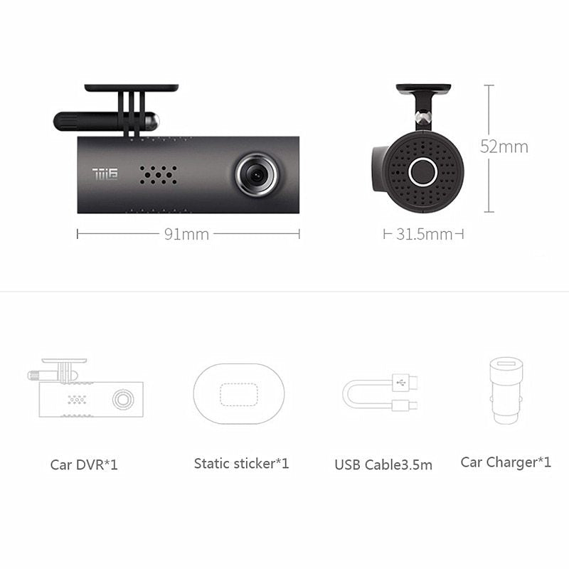 Car Dash Smart WiFi DVR 130 Degree Wireless Cam 1080P FHD
