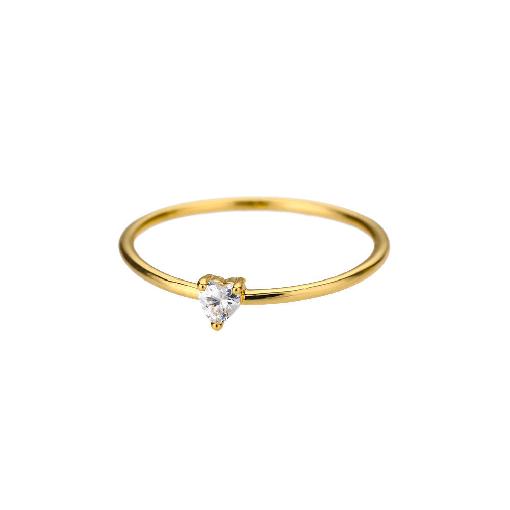 Women's Simple Copper Plating 18K Gold Advanced Zircon Stacked Ring