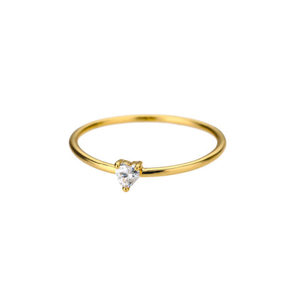 Women's Simple Copper Plating 18K Gold Advanced Zircon Stacked Ring