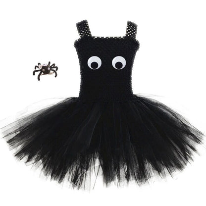Girls Dress Net Yarn Tutu Skirt Halloween Spider Suit