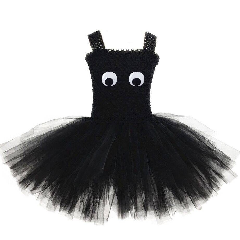 Girls Dress Net Yarn Tutu Skirt Halloween Spider Suit