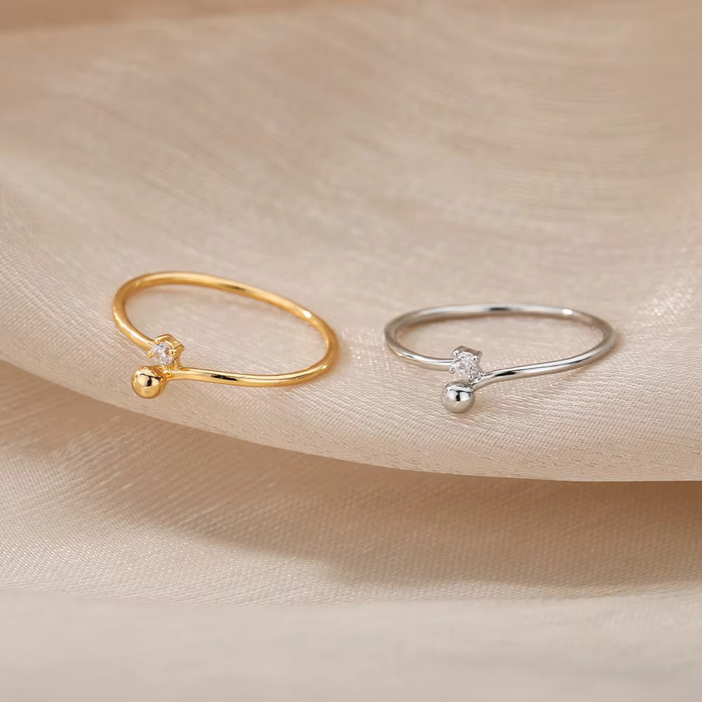 Women's Simple Copper Plating 18K Gold Advanced Zircon Stacked Ring