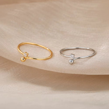 Women's Simple Copper Plating 18K Gold Advanced Zircon Stacked Ring